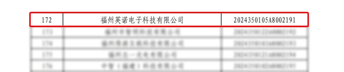 喜報｜熱烈祝賀英諾科技榮獲2024年福建省“科技型中小企業(yè)”稱號